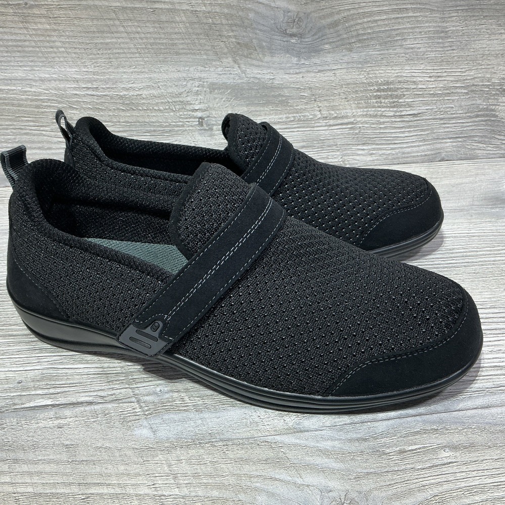 OrthoFeet Womens Black Quincy Slip On Athletic Comfort Shoes 821 Size 11 D Wide